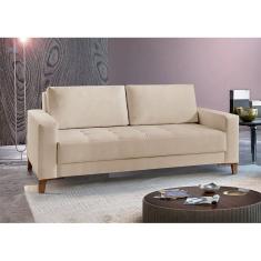 Sofá Fixo 2 Lugares Luxo 140 cm Orion Bege Claro