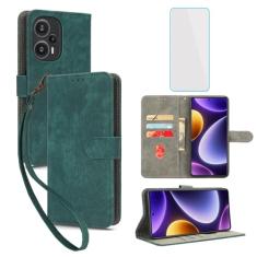 IUQXU Capa carteira para celular Xiaomi Poco F5 5G com protetor de tela [bloqueio RFID] Suporte de cartão flip de couro alça de pulso feminina masculina capa de celular para Xiaomi PocoF5 Poco F 5 5G