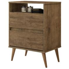 Mesa de Cabeceira J&A Móveis Lotus retrô 2 gavetas e 1 nicho  Jequitib