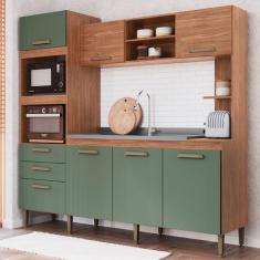 Cozinha Completa Melyna 7 Portas 2 Gavetas Freijó/Oliva - Irm Móveis, 