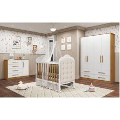 Quarto Completo Bebê Moveis Peroba Charlo Berço Provençal Cp, Branco A