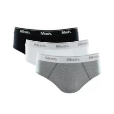 Kit 3 Cuecas Slip Mash 010.04 Algodão, G, Cinza mescla