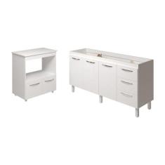 Balcão Cozinha Armário Gabinete De Pia 160 Cm Estela E Balcão Para For