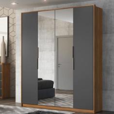 Guarda Roupa Casal 4 Portas Com Espelho e 3 Gavetas Attore - Demóbile,