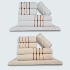 Jogo De Toalhas 12 Pçs Coleção Dubai 100% Algodão Br+bg