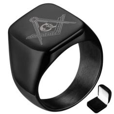 Anel Preto Titânio Maçom Maçônico  - Judith Joias, 19