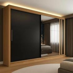 Guarda-Roupa Casal 2 Portas De Correr 4 Gavetas Com Espelho Toquio - M