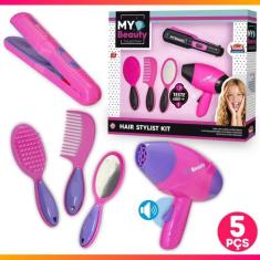 Kit Salão De Beleza Brinquedo 5 Peças Cabeleireira Infantil Meninas - 