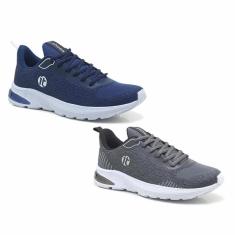 Kit 2 Tênis Masculino Amortecedor Gel Academia Caminhada-Masculino