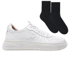 Kit Tênis Democrata Denim Branco Masculino + Par-Masculino