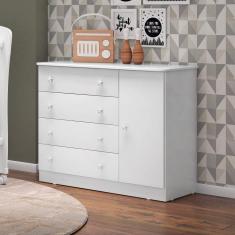 Cômoda Sapateira Infantil 1 Porta 4 Gavetas Doce Sonho Qmovi