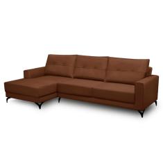 Sofá 5 Lugares Heros com Chaise Esquerdo Veludo Terracota