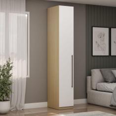 Guarda Roupa Modulado 1 Porta com Prateleiras 100% Mdf Infinity Savana/Branco