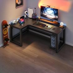 Mesa de computador de escritório, mesas de escritório doméstico, mesa pequena, mesa em forma de L, prateleiras opcionais esquerda e direita, adequadas para casa, escritório e outros cenários