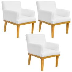 Kit 03 Poltronas Decorativa Para Sala de Estar Base Mel Beatriz W01 Ma