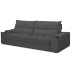 Sofá Retrátil Reclinável Para Sala De Estar Living 280cm Nápoles F04 Bouclê Grafite - Lyam Decor