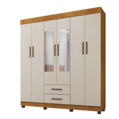 Guarda Roupa Solteiro 6 Portas 2 Gavetas Com Espelho Copacabana New Be