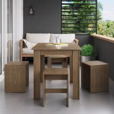 Conjunto Mesa para Sala de Jantar com 4 Banquetas - Móveis Canção