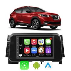 Kit Multimidia Android 7 Pol Kicks 2016 - 2022 CarPlay + Câmera e Mold