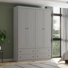 Guarda Roupa Henn Americano 4 Portas 4 Gavetas Cinza
