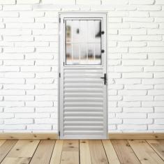 Porta Social Palheta de Alumínio 210 X 90cm Linha 25 Esquadrias Bergam