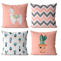 Kit 4 capas de almofadas cactos 40x40