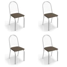 Kit Com 4 Cadeiras Estofadas Noruega Cromada 4C077cr Kappesberg Crome