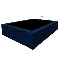 Base para Cama Box Casal Guldi com Baú Linho (47x138x188 cm) Azul Marinho
