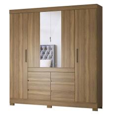 Guarda Roupa Casal Cádis 4 Portas Amêndola Com Espelho - Demóbile Amêndola