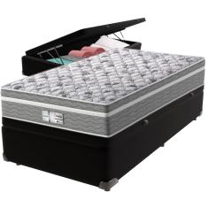 Cama Box Baú Preto e Colchão Evolution Molas Ensacadas Solteiro Probel