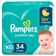 Fralda Pampers Confort Sec Mega Tamanho XG - 34 Unidades