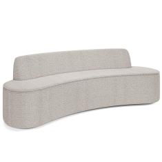 Sofá 4 Lugares Curvo Sala de Estar Living Cancún D02 Bouclê Creme 230 cm B-54 - Lyam Decor