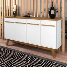Aparador Buffet 4 Portas Opala Bechara, Cinamomo/Branco