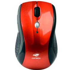 Mouse Sem Fio Adaptador Nano Vermelho/Preto C3Tech