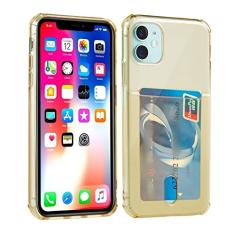 Capa de telefone transparente à prova de choque para iPhone 12 Mini 14 13 12 11 Pro Max X XS XR 7 8 Plus Suporte de cartão de carteira de silicone macio, ouro, para iPhone 13