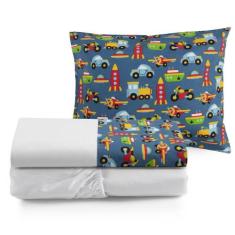 Lençol Solteiro Cama Box 3 Pc Algodão Menina Menino Moderno - ENTROU C