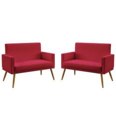 Kit 2 Poltronas Namoradeiras Decorativas Estofadas Vega Com Rodapé Sue