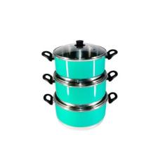 Jogo Panelas Grande (jogão) Verde Água Alumínio 3 Peças - Continental,