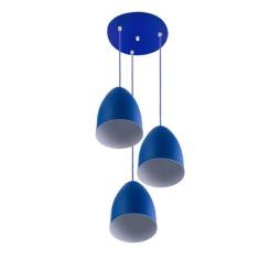 Pendente Cone Bala Sadan Aluminio Triplo Azul - MARRYLUZ