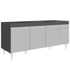 Balcão Gabinete Para Pia 180cm Sem Tampo Dallas Preto-cinza - Lumil