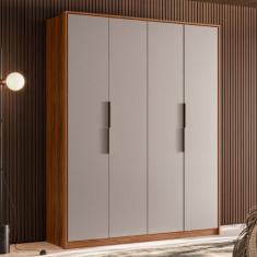 Guarda-Roupa Casal Attore 4 Portas 3 Gavetas Nogueira Touch/Nude Prime