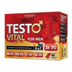 Testo Vital For Men Vitamina C + D + A + B9 E Zinco 60Cáps Prevent Pha