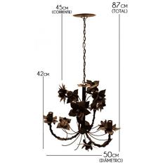 Lustre de Ferro Rustico para Sala de Estar Envelhecido com Flores