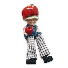 Boneco da Fartura da Maçã Perna Mole Tecido Resina 17cm