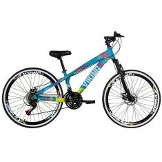 Bicicleta Aro 26 Vikingx Tuff 21v Alumínio Freeride DH Aros Vmaxx Pretos Freio a Disco-Unissex