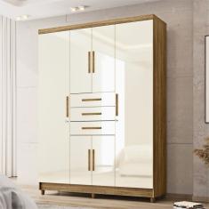 Guarda-roupa Imperial 6 Portas e 03 Gavetas Marrom/Champanhe