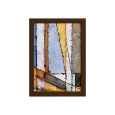 Quadro Abstrato Geométrico Colorido Moldura Marrom 22x32cm - Quartinho
