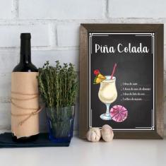 Quadro Bebida Piña Colada 22x32cm Moldura Marrom - Quartinhos