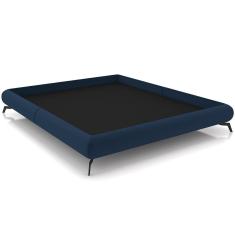 Cama Casal Queen Base Box Pés de Ferro Estilo Industrial 176cm Otto P05 Veludo Rosê - Lyam Decor