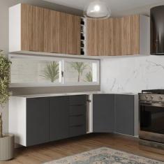 Cozinha Modulada 8 Peças sem Tampo sem Rodapé 4 Aéreos e 4 Balcões Ipa